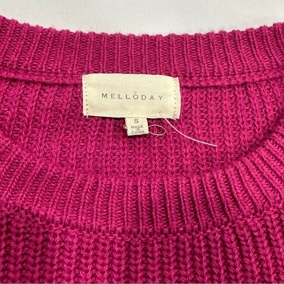 NWOT Melloday Fuschia Two Pocket Pullover Knit Hi Low Sweater - Picture 4 of 9